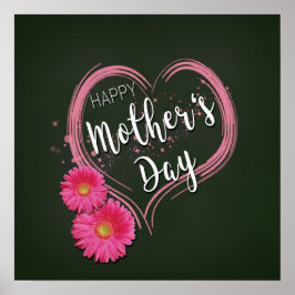 Blume Rosa Herz Muttertag - Poster drucken
