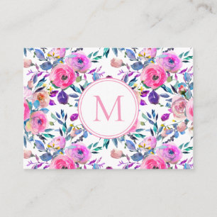 Blume Rosa Lila Monogramm Visitenkarte