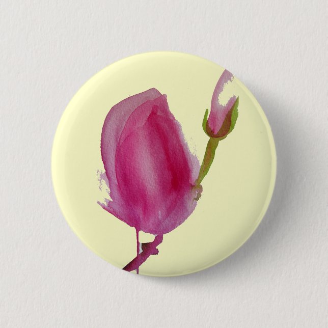Blume Rosa Magnolia Button (Vorderseite)