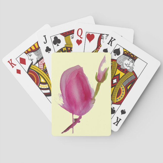 Blume Rosa Magnolia Spielkarten (Rückseite)