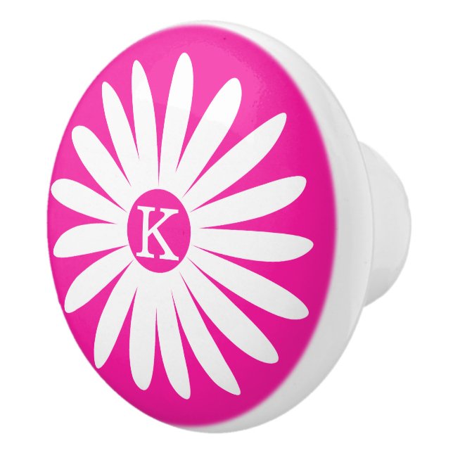 Blume Rosa Monogramm-Drehknopf Keramikknauf (Rechts)