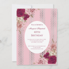 Blume Rosa Roses Geburtstagsparty Einladung