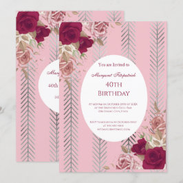 Blume Rosa Roses Geburtstagsparty Einladung