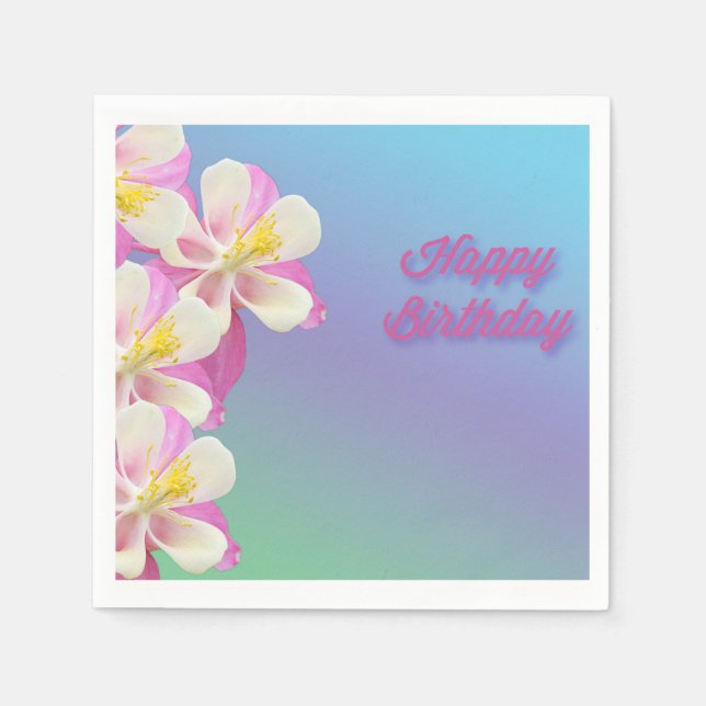 Blume rosa und weiß serviette (Vorderseite)