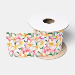 Blume Rosa und Weiße Plumeria Satinband