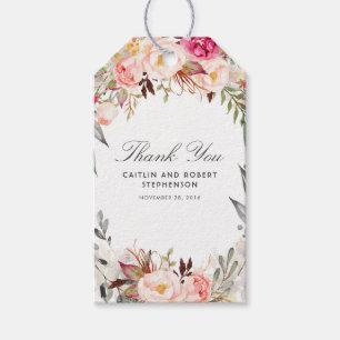 Blume Rosa Wasserfarbe Elegant Geschenkanhänger