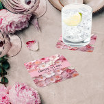 Blume Rosa weiße Namen Geburtstagsparty Rechteckiger Pappuntersetzer<br><div class="desc">Eine rosa-weiße Blume. Personalisieren und fügen Sie einen Namen und ein Datum hinzu.</div>