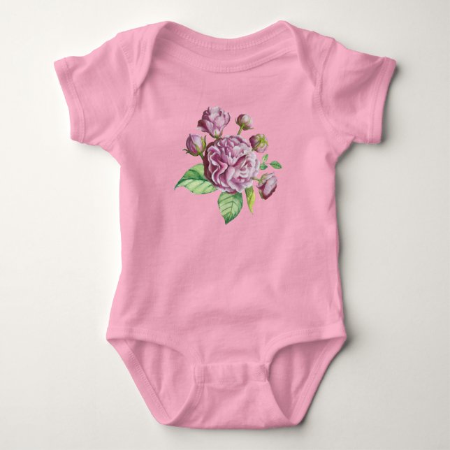 Blume Rose Camellia Baby Strampler (Vorderseite)