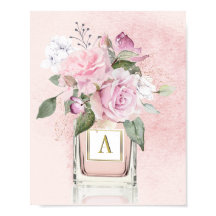 Blume Rose Elegantes Parfüm Flasche Monogramm