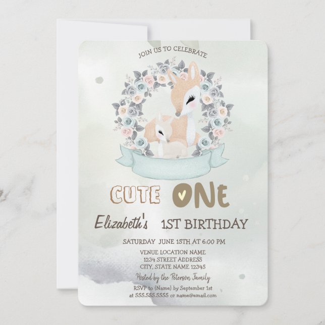 Blume-Rose für Wasserfarben 1. Einladung (Vorderseite)