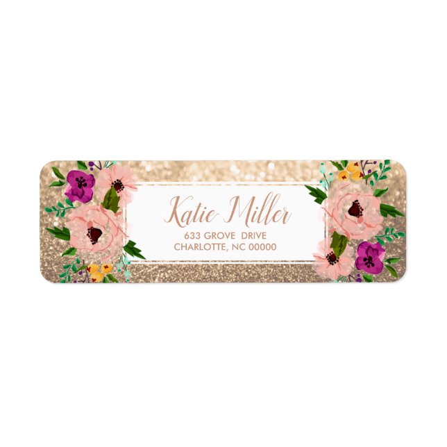 Blume Rose Gold Glitzer Label (Vorne)