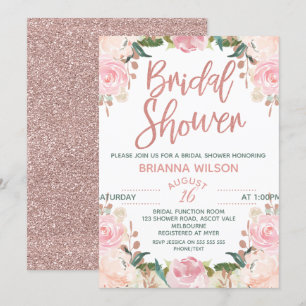 Blume Rose Goldbridal Dusche Einladung