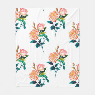 Blume Rose mit Blätter Aquarellfarben nahtlose Pat Fleecedecke