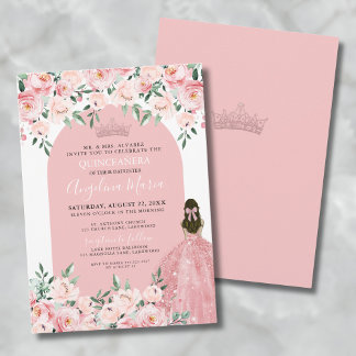 Blume Rose Rosa Quinceanera Einladung