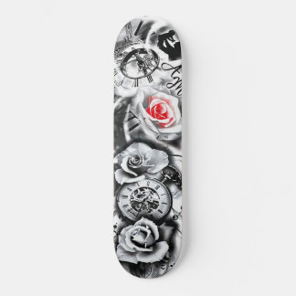 Blume Rose Uhr Geburtskind Skateboard
