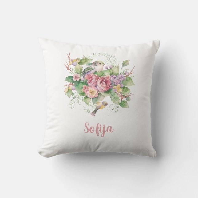 Blume Rose Wasserfarbe Kissen (Vorderseite)