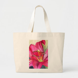 Blume Rot Alert Lily Aquarell Jumbo Stoffbeutel