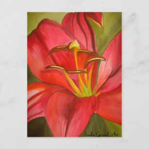 Blume Rot Alert Lily Aquarell Postkarte