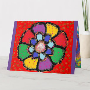 Blume Rot-Gelb-Design lila Karte