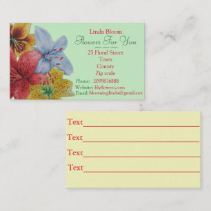 Blume Rot-Gelb-Lilien Originale Floristen Visitenkarte