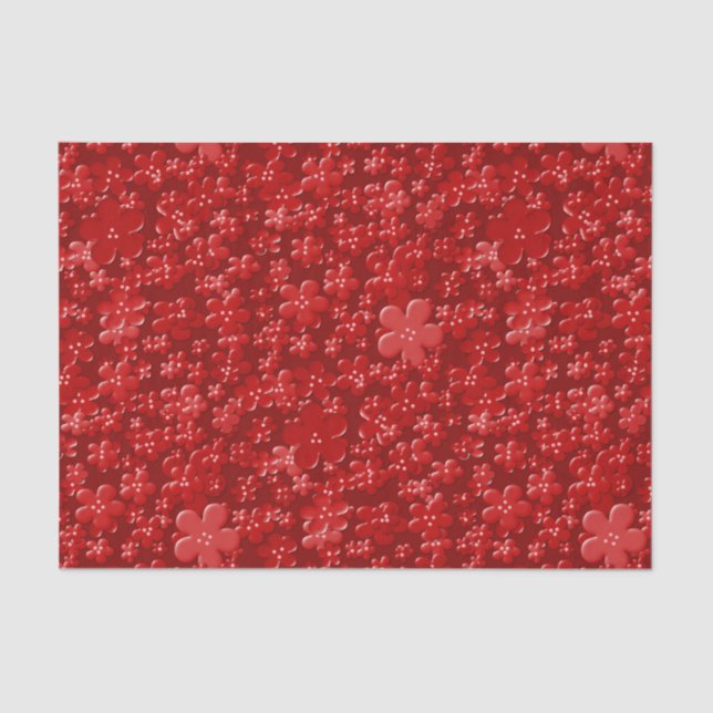 Blume-Rot-GEWEBE-WRAPPING-PAPIER Seidenpapier (Vorderseite)