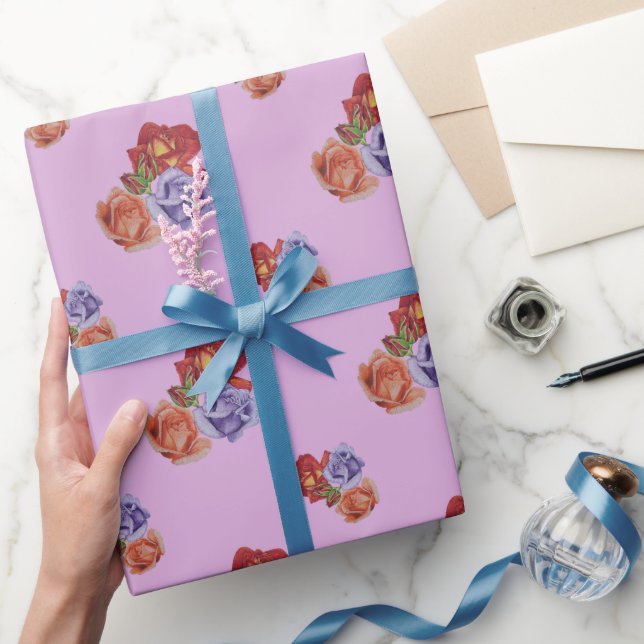 Blume rote Rosen und Rose Knospen Blumenkunst Geschenkpapier (Schenken)