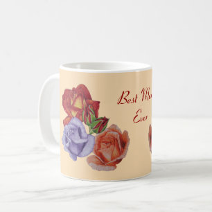 Blume rote Rosen und Rose Knospen Blüte für Mütter Kaffeetasse