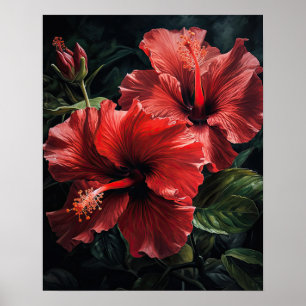 Blume Roter Hibiskus Art Print Poster