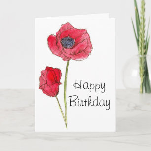 Blume Roter Poppy zum Geburtstag Karte
