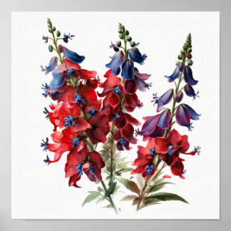 Blume Rotes Delphinium Poster