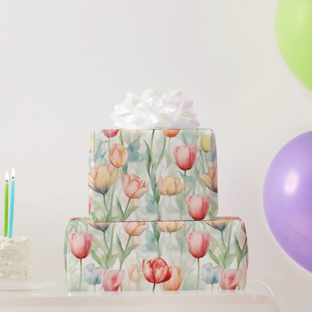 Blume Rotgelber Tulip Geburtstag Geschenkpapier (Partygeschenke)