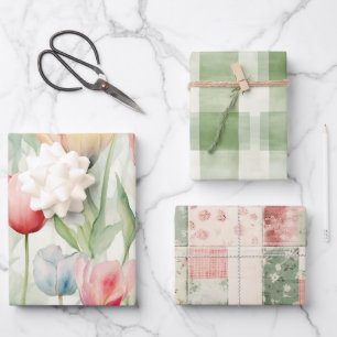 Blume Rotgelber Tulip Geburtstag Geschenkpapier Set
