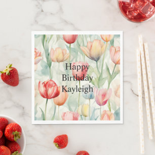 Blume Rotgelber Tulip Geburtstag Serviette