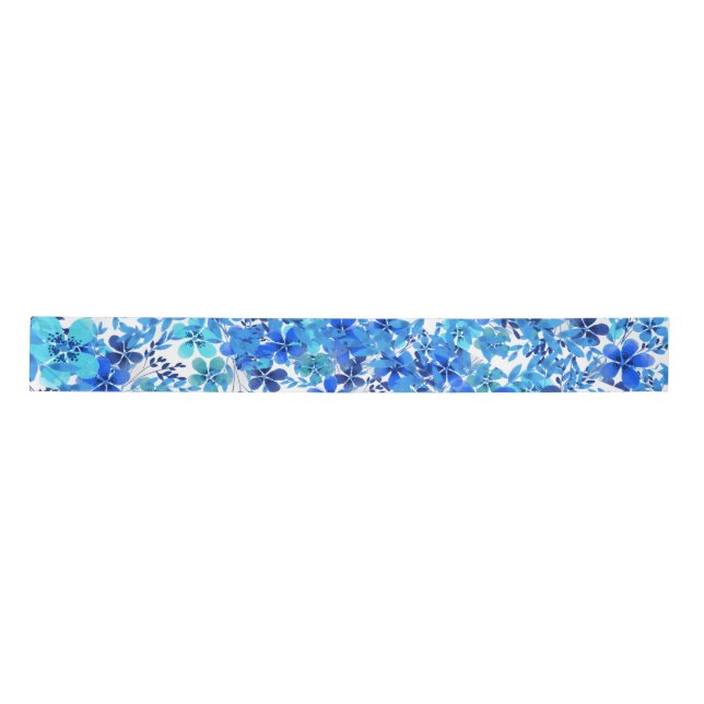 Blume Royal Blue und Turquoise Garden Satinband (Vorderseite)