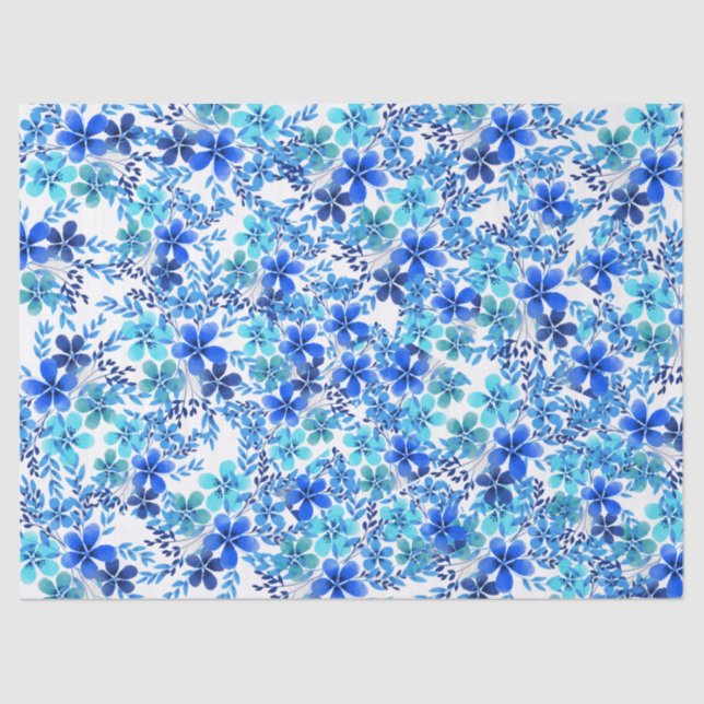 Blume Royal Blue und Turquoise Garden Seidenpapier (Vorderseite)