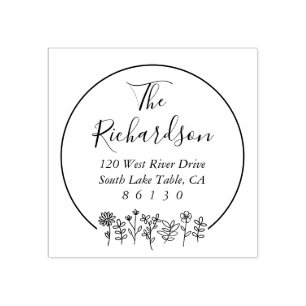 Blume Rücksendeadresse zeichnen Selbstfarbig Gummistempel