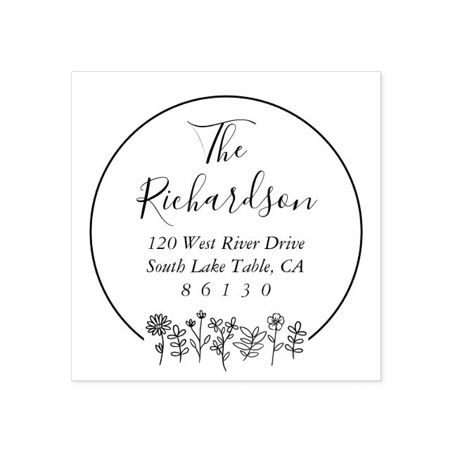 Blume Rücksendeadresse zeichnen Selbstfarbig Gummistempel (Prägung)