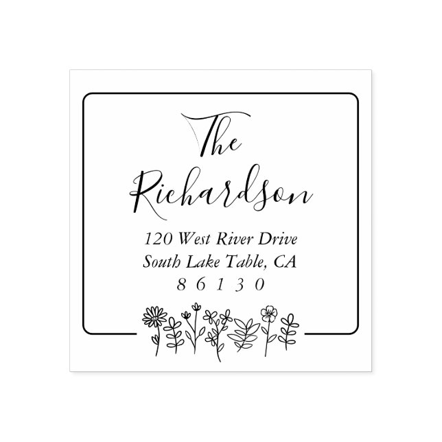 Blume Rücksendeadresse zeichnen Selbstfarbig Gummistempel (Prägung)