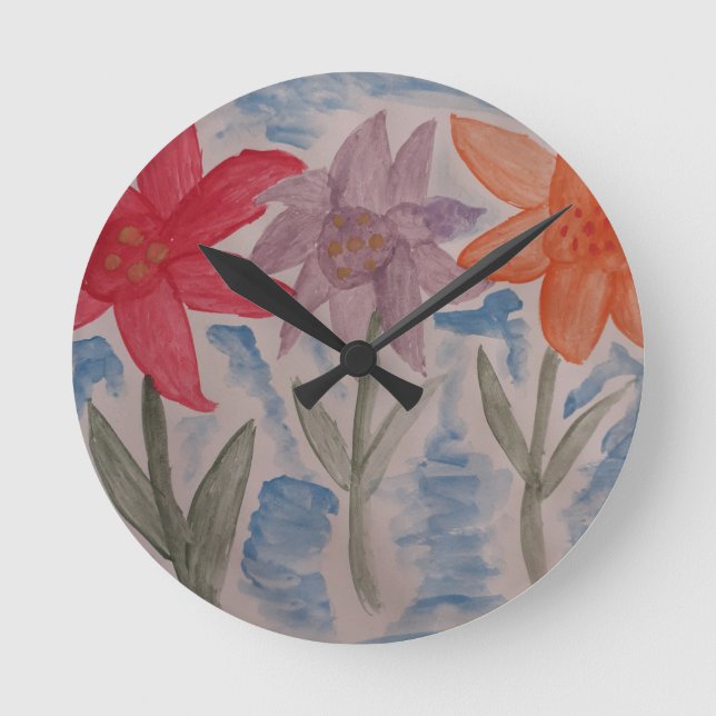 Blume Runde Wanduhr (Vorderseite)