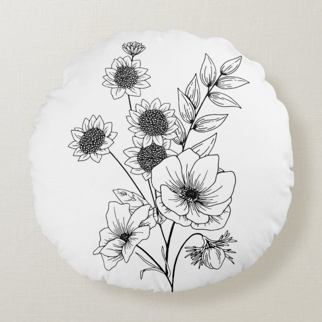 Blume Rundes Kissen (Vorderseite)