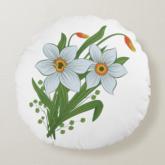 Blume Rundes Kissen (Vorderseite)