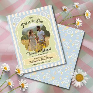 Blume Saatpackung Handgezogenes Save the Date Foto