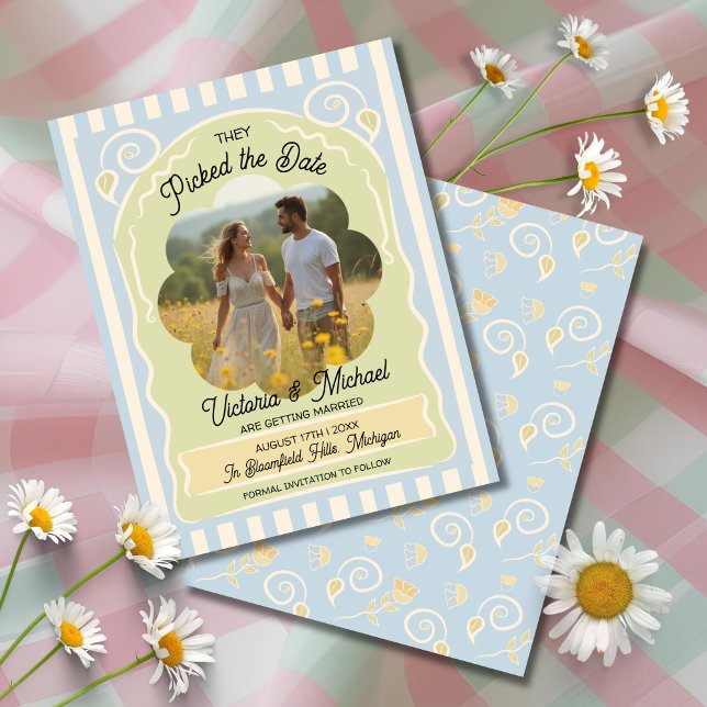 Blume Saatpackung Handgezogenes Save the Date Foto (Von Creator hochgeladen)