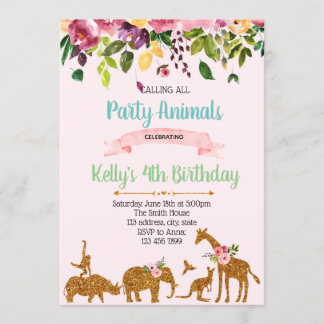 Blume Safari Geburtstagseinladung Einladung