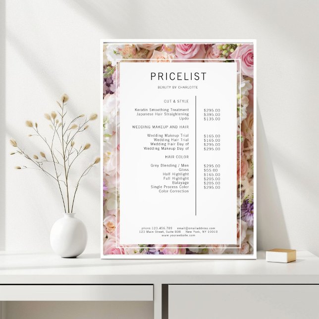 Blume Salon Price List Poster (Flower Salon Price List Poster)