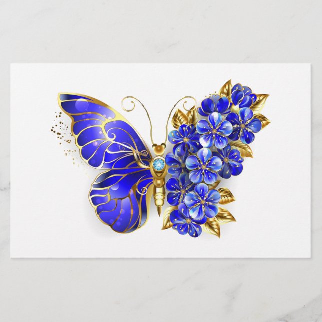 Blume Sapphire Butterfly Briefpapier (Vorderseite)