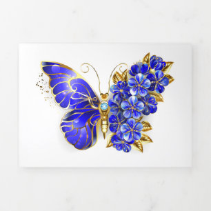 Blume Sapphire Butterfly Dreifach-gefaltete Programmkarte