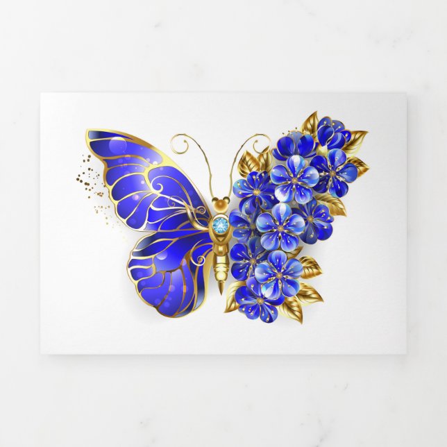 Blume Sapphire Butterfly Dreifach-gefaltete Programmkarte (Cover)