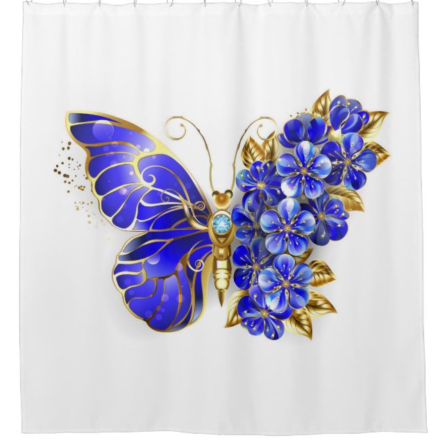 Blume Sapphire Butterfly Duschvorhang (Vorderseite)