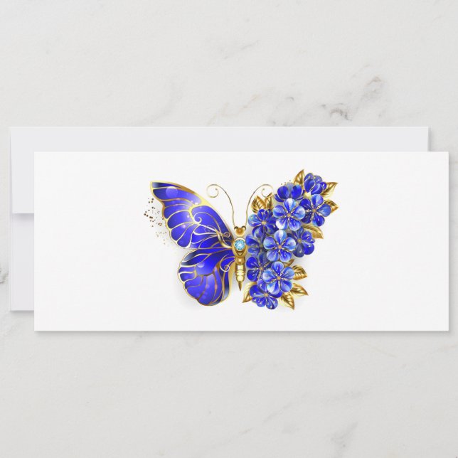 Blume Sapphire Butterfly Feiertagskarte (Vorderseite)